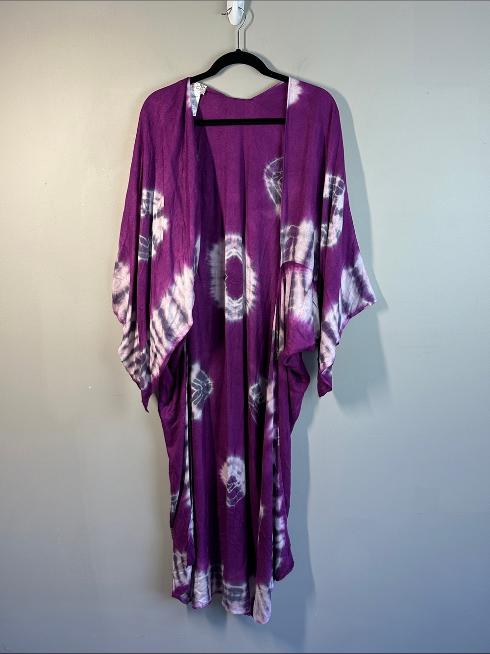 Free People Spellbound Tie Dye Purple Kimono Size OS Boho Festival Hippie